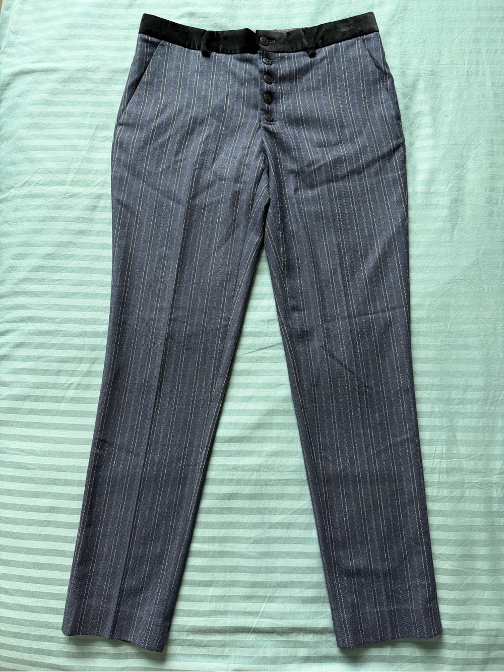 Chloé Stora Edward Navy Pinstripe Wool Blend Tailored Pants US 4 / FR 36